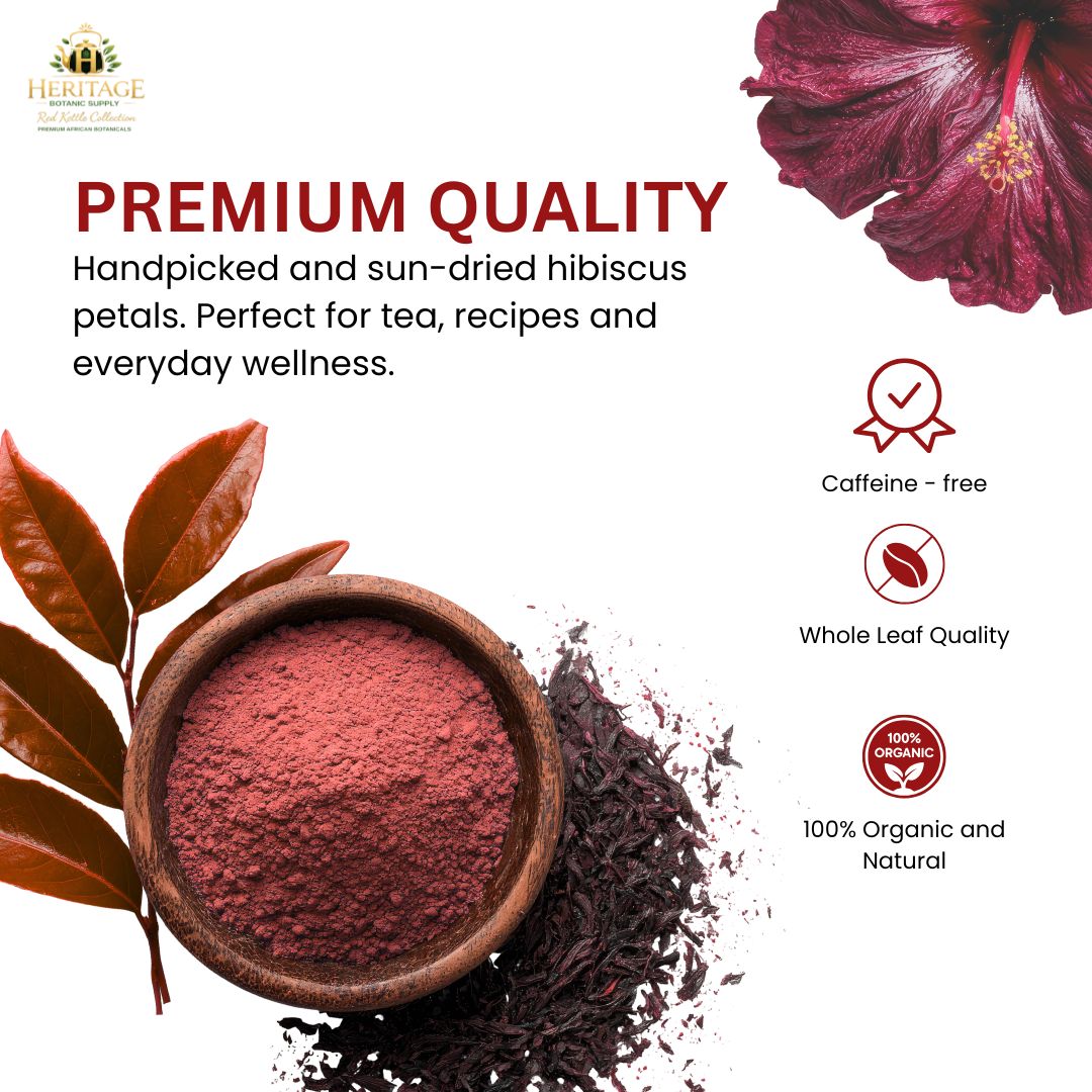 Whole and Crush Red Hibiscus Petals (Dark)