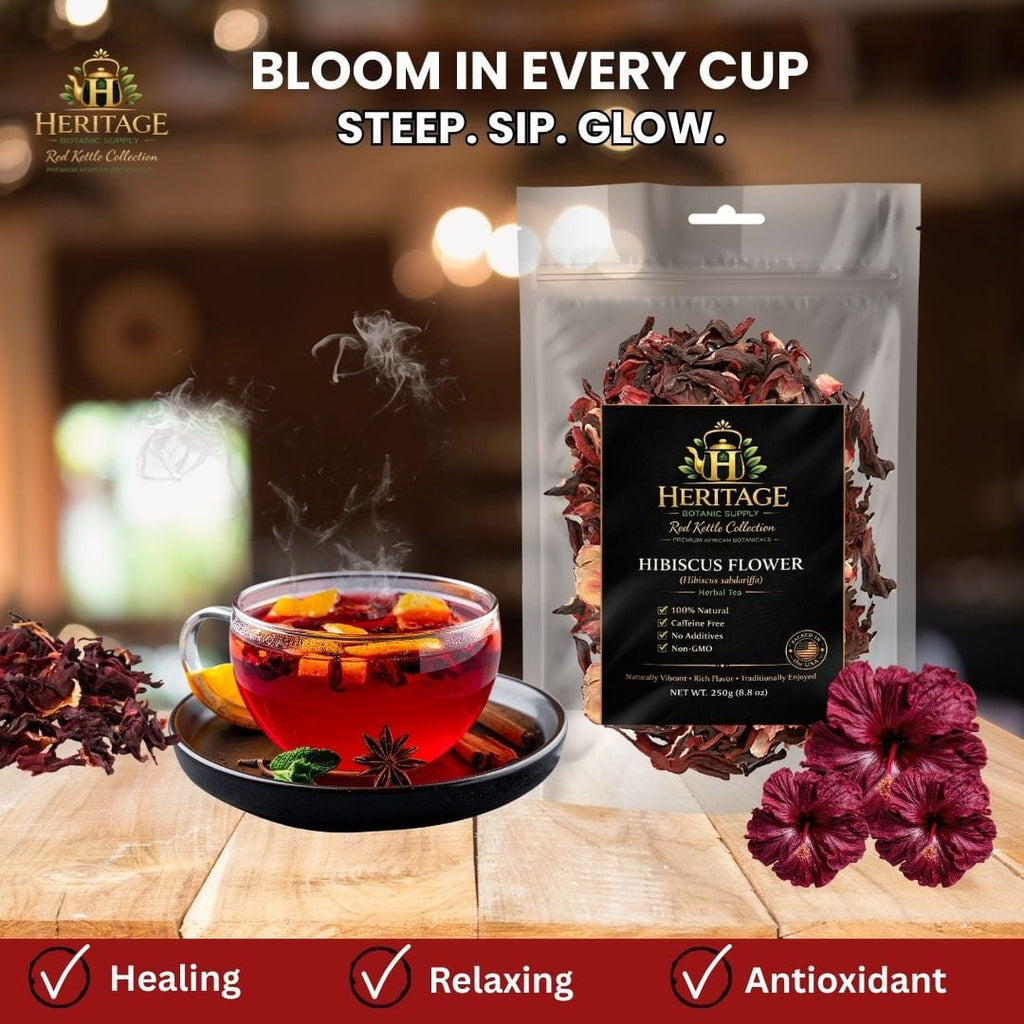 Whole and Crush Red Hibiscus Petals (Dark)