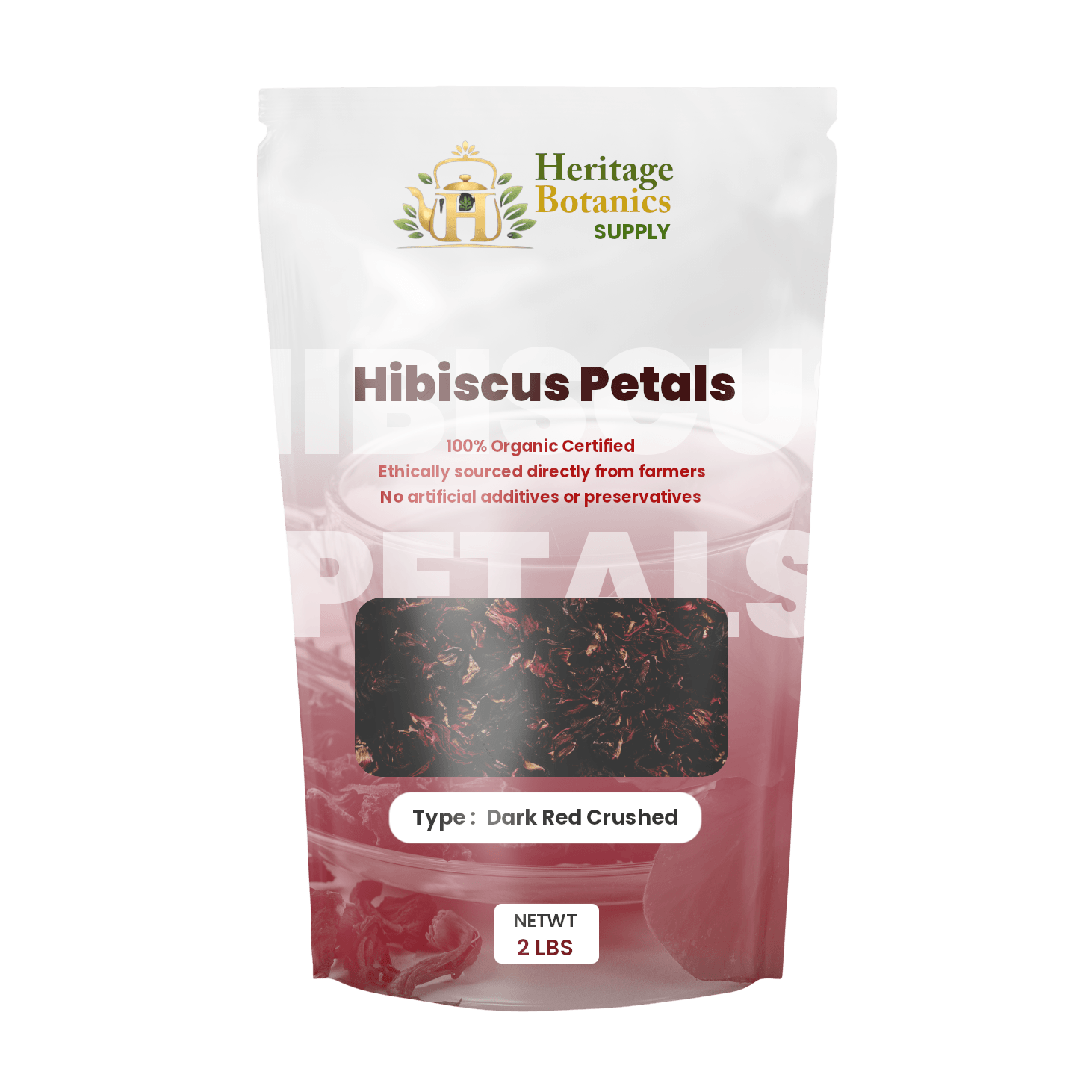 Whole and Crush Red Hibiscus Petals (Dark)